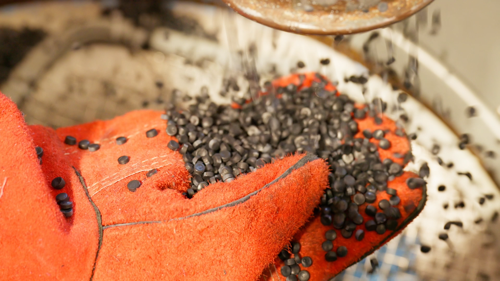 The luge karts shredded, washed and processed into pellets